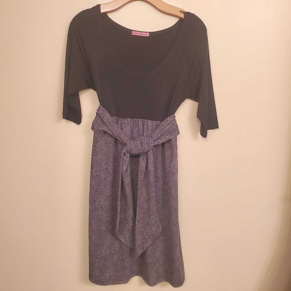 MATERNAL AMERICA Black Herringbone Maternity Dress SIZE L